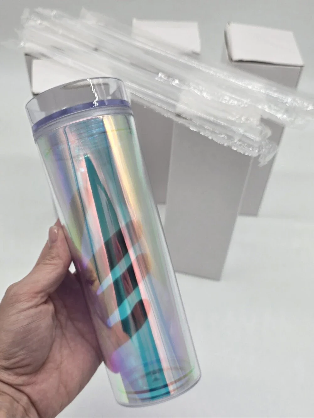 Brand NEW. Iridescent Holographic Travel Tumbler - Multicolor